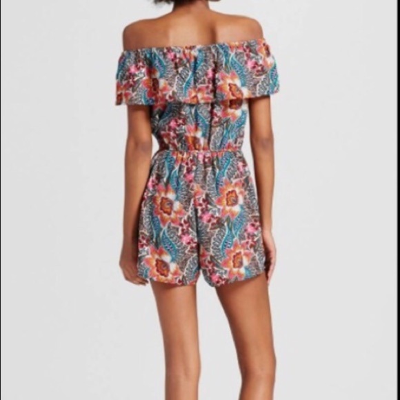 Xhilaration Floral Off The Shoulder Romper - Picture 2 of 2